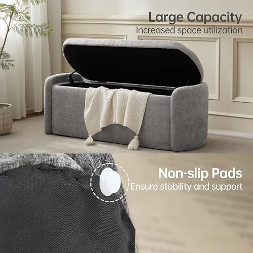 vknow 46" oval storage ottoman bench, upholstered end, package contents