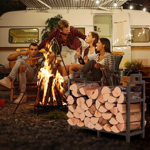30 inch firewood rack outdoor indoor with handle, front angle view