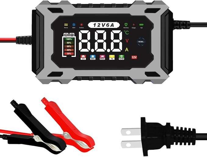 6-Amp 12V Smart Car Battery Charger, Battery Maintainer Trickle Charger - Image 2