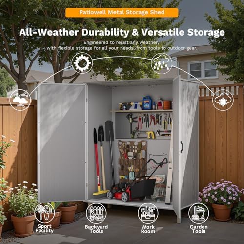 patiowell 5x3 ft plastic outdoor storage shed with, side view