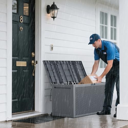 vingli 90 gallon lockable durable outdoor storage box, close-up detail