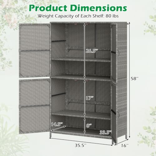 tangkula rattan outdoor storage cabinet, patiojoy outdoor cabinet on a desk or shelf