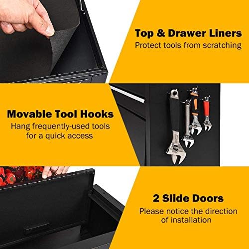 arlime 6-drawer rolling tool chest, tool storage cabinet, side view