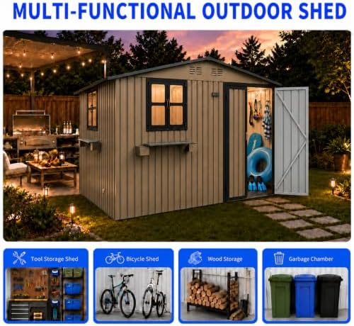 10x8 ft outdoor storage shed with 2 clear, package contents