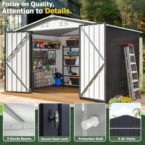 polar aurora 6x8 ft outdoor storage shed showing dimensions