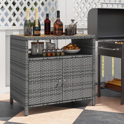 rattan storage cabinet, outdoor & indoor sideboards with, front angle view