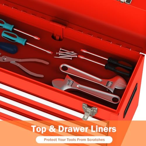 3 drawer metal tool box, heavy duty steel showing dimensions