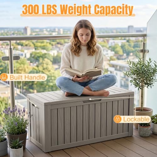 outdoor storage box,140 gallon waterproof resin deck box, package contents