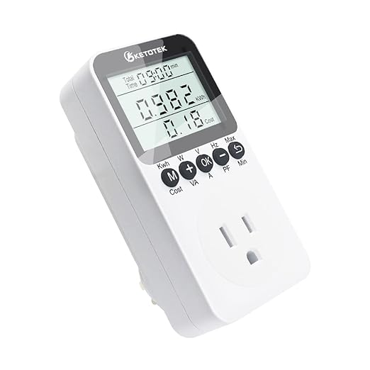 KETOTEK Watt Meter Plug-in Socket Power Meter, Kilowatt Wattage Voltage Tester by KETOTEK