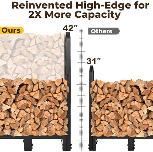 amagabeli 8ft firewood log rack outdoor heavy duty on a desk or shelf