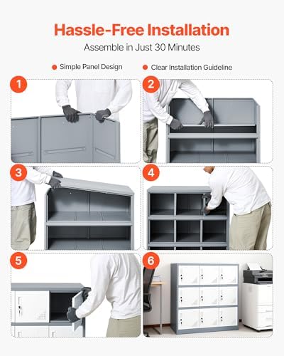 vevor 9 doors metal locker for employees, steel, front angle view