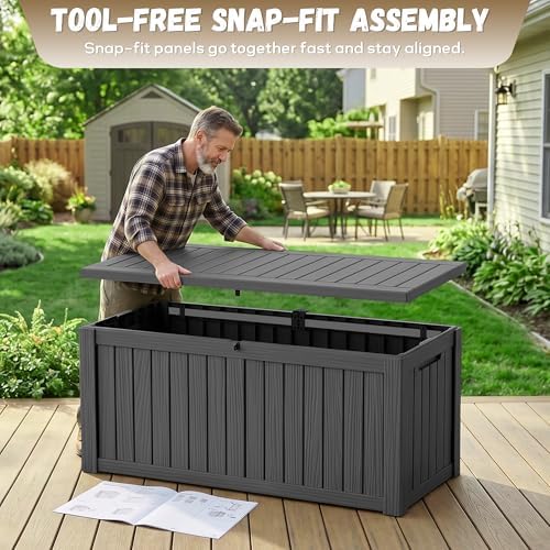 easyup 220 gallon deck box waterproof lockable outside, package contents