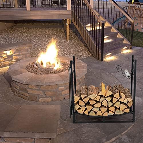 goplus firewood rack indoor, 30” firewood holder with, front angle view