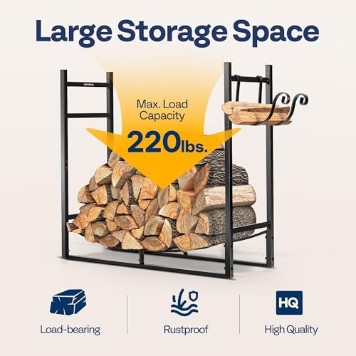 vivohome 3ft heavy duty indoor outdoor firewood storage, side view
