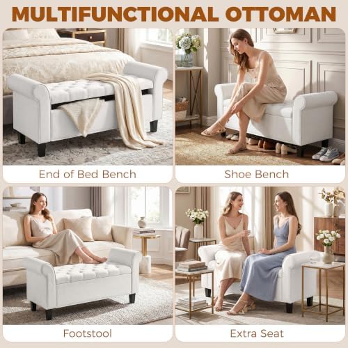 homcom 47" storage ottoman end of bed bench, view 9