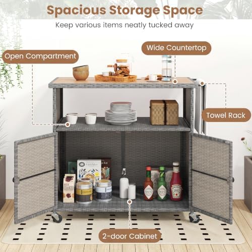 tangkula rattan outdoor storage cabinet with 4 wheels, package contents