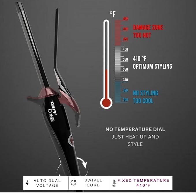 TAIFF Curves Professional Black Titanium Curling Iron – High-Performance Hair - Image 3