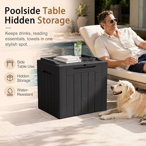 jummico 31 gallon resin deck box waterproof outdoor, close-up detail