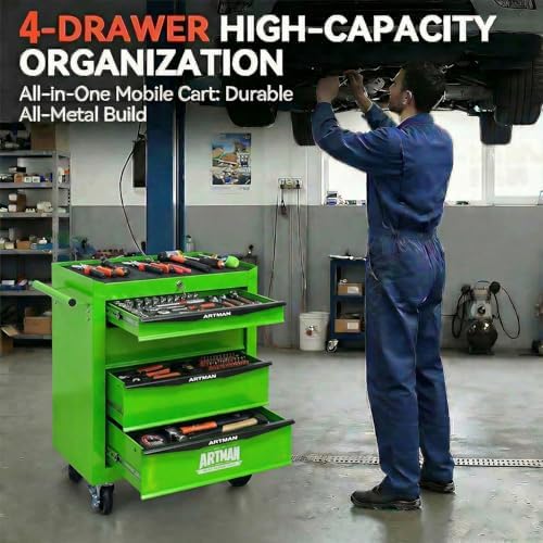 4-drawer rolling tool chest - heavy duty tool, side view