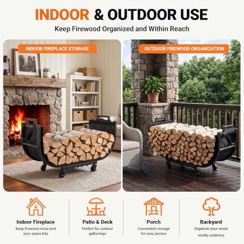 yqbrao 32-inch firewood rack, rolling firewood cart with, package contents