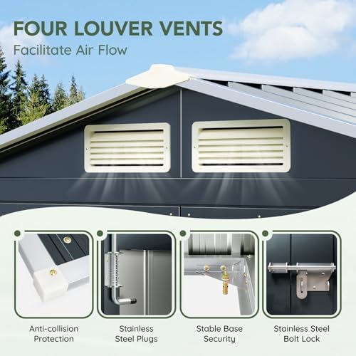 3 ft metal storage shed for backyard,nightblue showing dimensions