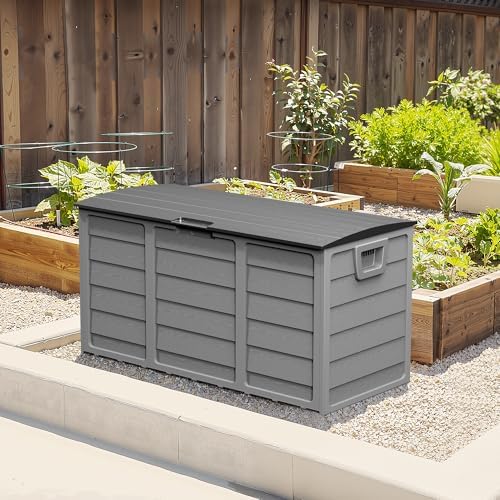 crownland outdoor 75 gallon storage deck box, weatherproof, front angle view