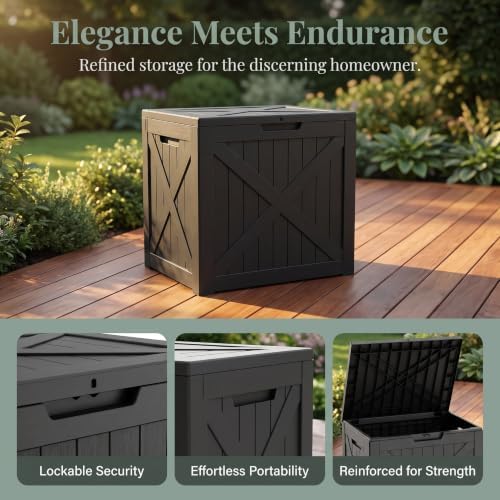 32 gallon waterproof resin storage deck box, black, close-up detail