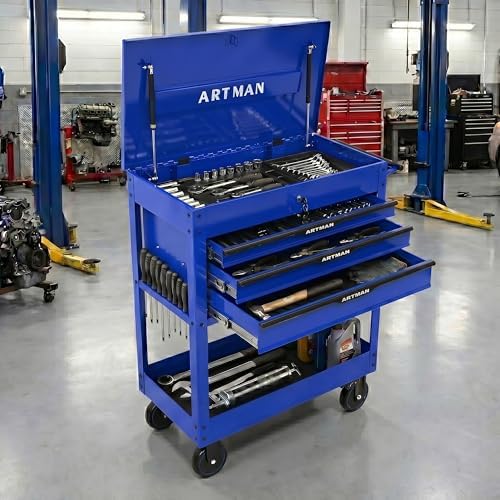 ryh 3 drawers 32" w rolling tool chest, front angle view