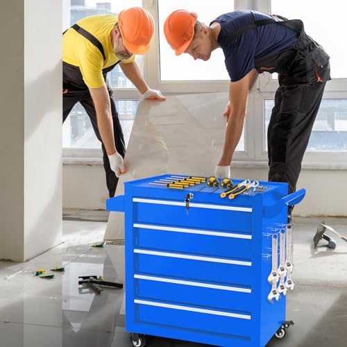 rolling tool chest with wheels, 5 drawers metal, package contents