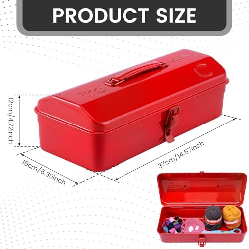 large metal tool storage box with handle for shown in use
