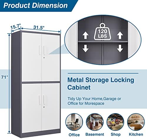 peukc metal storage cabinet with adjustable shelves &, close-up detail