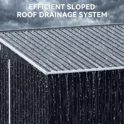 aoxun 14x12 ft outdoor metal storage shed with on a desk or shelf