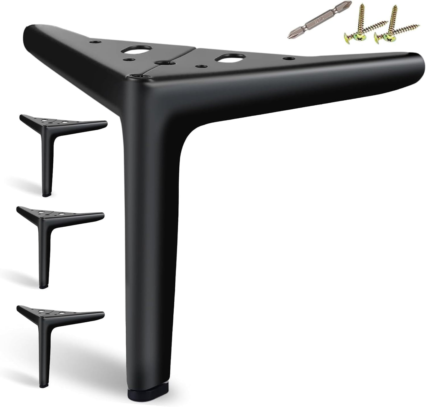 6 Inch Furniture Legs, DIY Cabinet Legs for Furniture Set of 4 | Heavy Duty Matte Black Metal Legs for Cube Storage, Modern Short Replacement Dresser Feet for Couch Futon Nightstand Ottoman