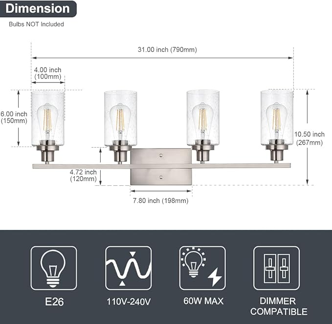 WINSHEN 4-Lights Modern Vanity Light Fixtures - Image 4