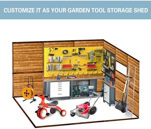 10x8 ft outdoor wood & metal storage shed, side view