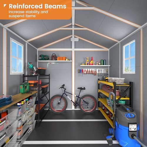 udpatio resin storage shed 8x6 ft plastic outdoor, side view