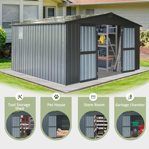 domi outdoor storage shed 11'x12.5', metal sheds storage, package contents