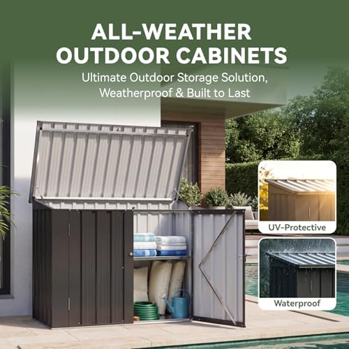 aoxun outdoor storage cabinet 20cu.ft metal storage shed showing dimensions