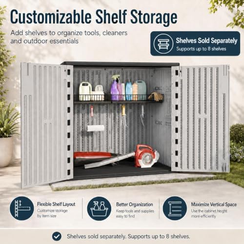 addok outdoor storage cabinet, 37 cu.ft horizontal resin, side view