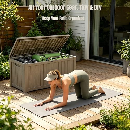 151 gallon large resin outdoor storage box, waterproof on a desk or shelf