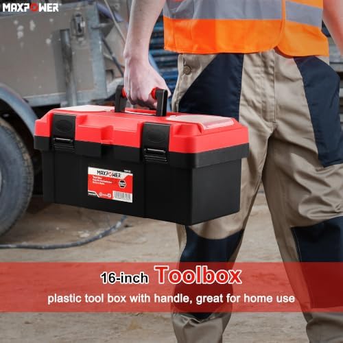 maxpower tool box 16 inch, plastic small tool, package contents