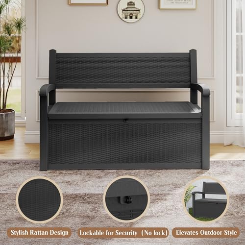 rojik 80 gallon storage bench deck box outdoor, side view