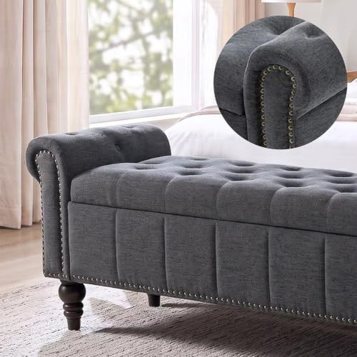 homeflex 58" storage bench for bedroom, end of on a desk or shelf