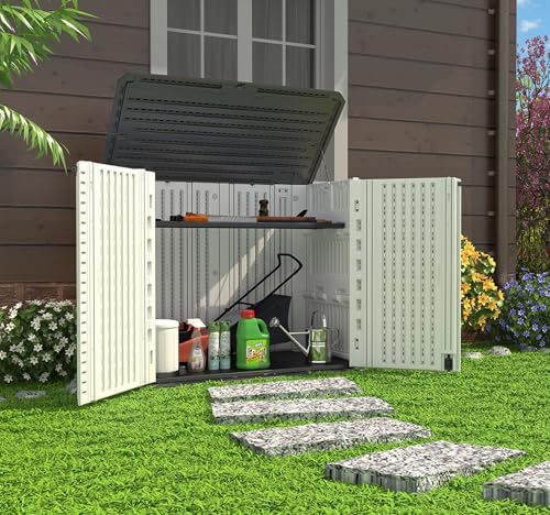 homspark storage shed weather resistance, multi-purpose outdoor storage on a desk or shelf