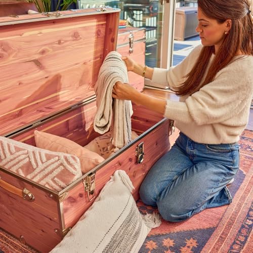 rhino knotty cedar xxl chest, coffee table storage on a desk or shelf