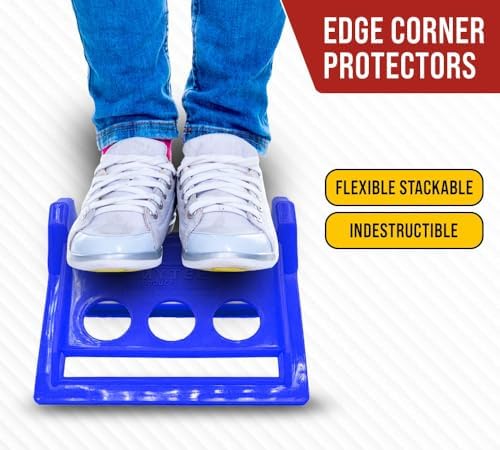 Mytee Products (20 Pieces Blue 4"x6" Flatbed Edge Protectors with Carrying Case - 4" Winch Ratchet Straps Corner Protectors for Flatbed Cargo Load