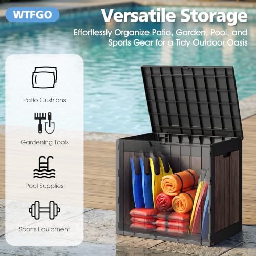40 gallon outdoor storage box waterproof deck box, side view
