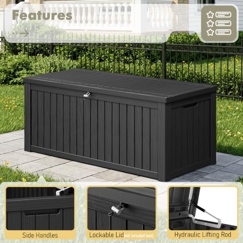 kamaboko 230 gallon outdoor storage box waterproof deck, side view