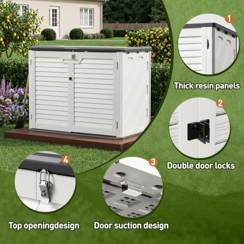 31 cu.ft resin outdoor storage cabinet with 2, close-up detail