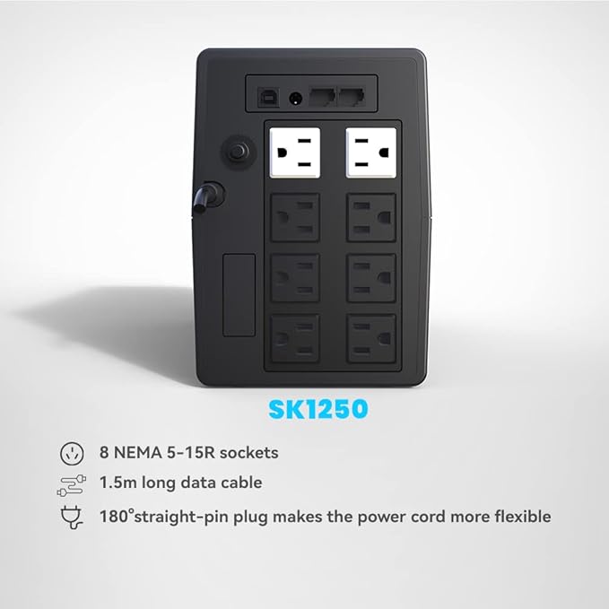 Ups Battery Backup and Surge Protector 1250VA/720W, Computer Uninterruptible - Image 6